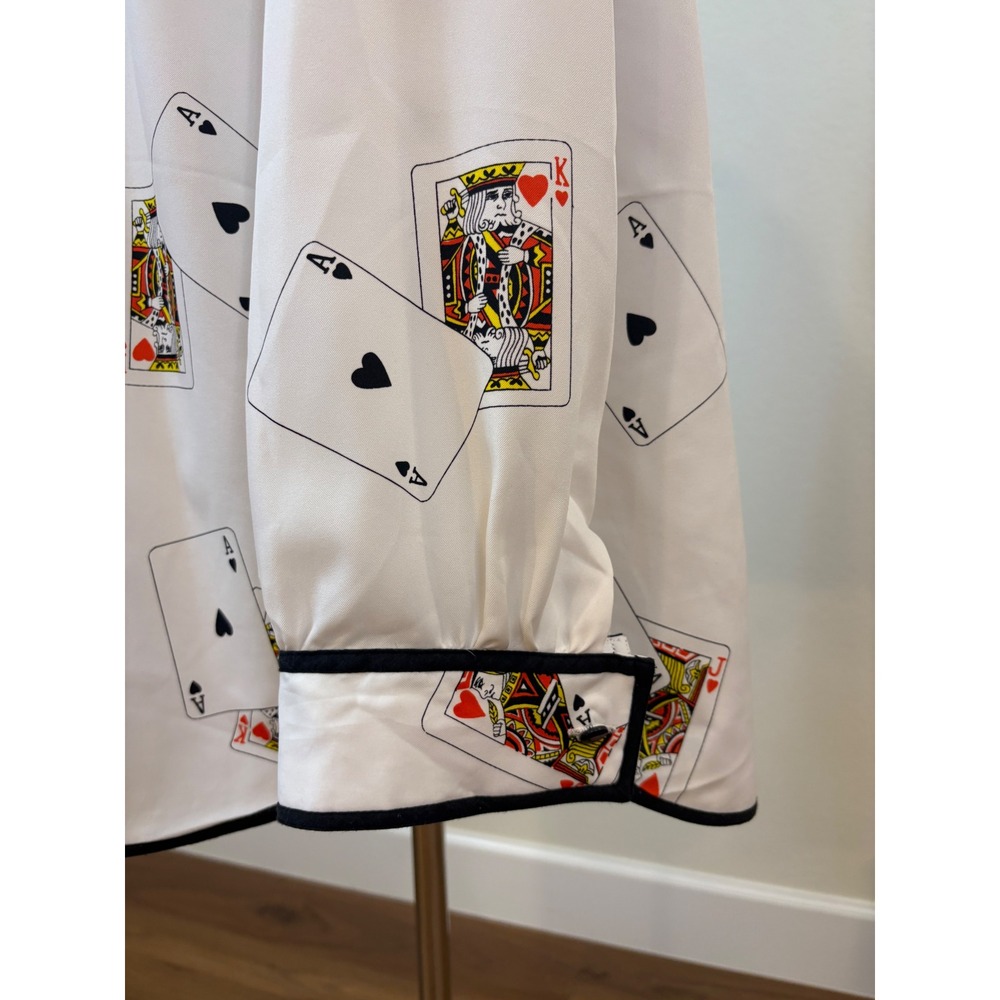 Vtg 70s 80s Miss James Button Down Shirt Womens 4 Playing Card Novelty Las Vagas - Picture 4 of 7